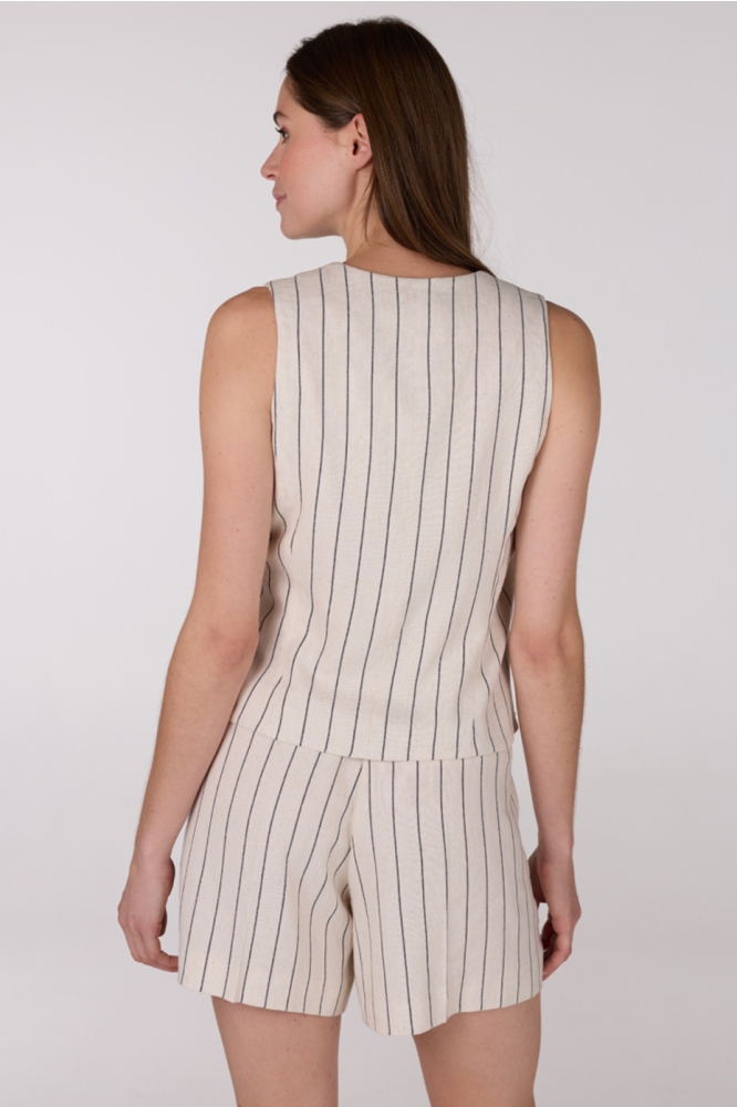 RION SS25 GILET LMS 258 STRIPE 000136 NATURAL